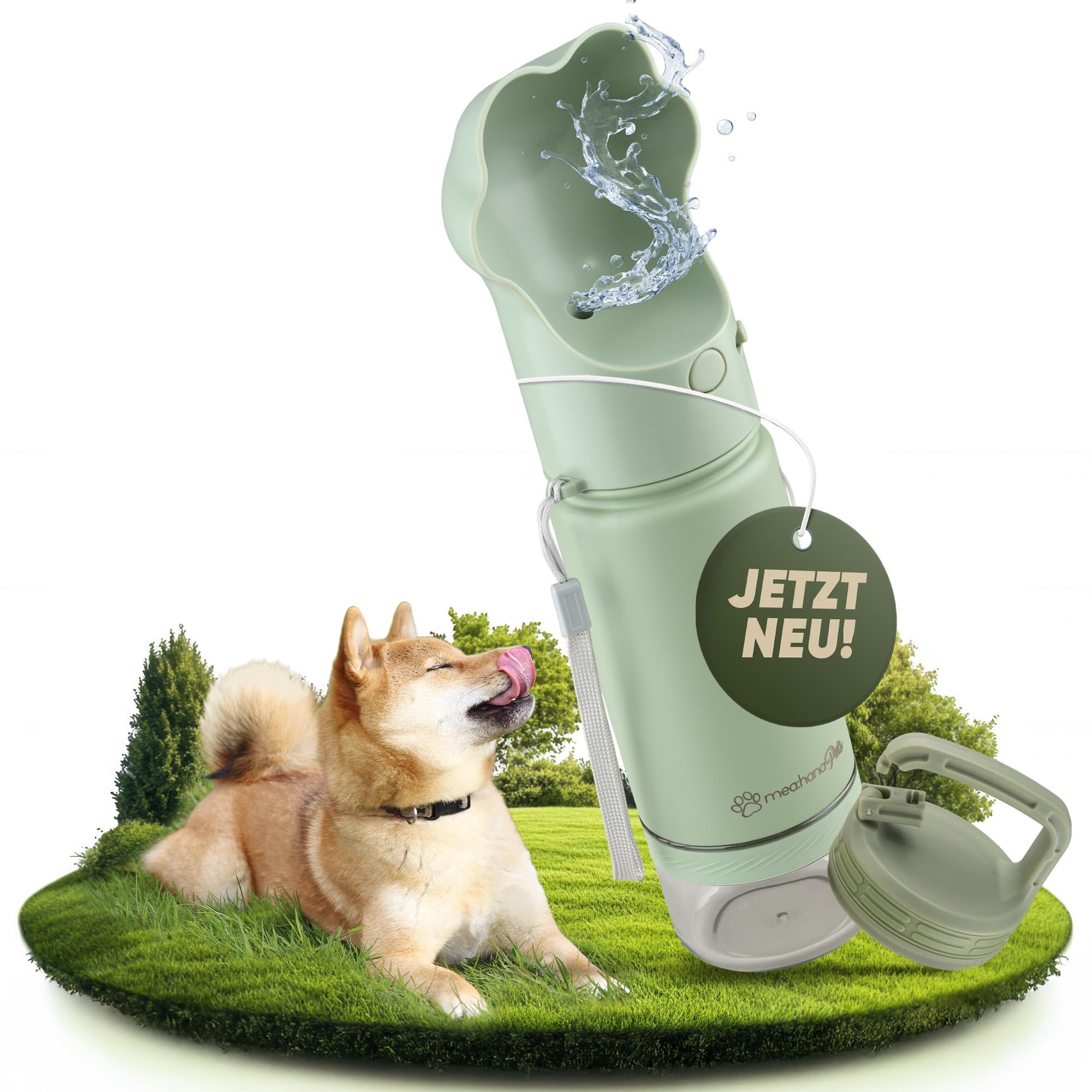 mea:hana Hundetrinkflasche mit Napf & Futterbehälter von mea:hana
